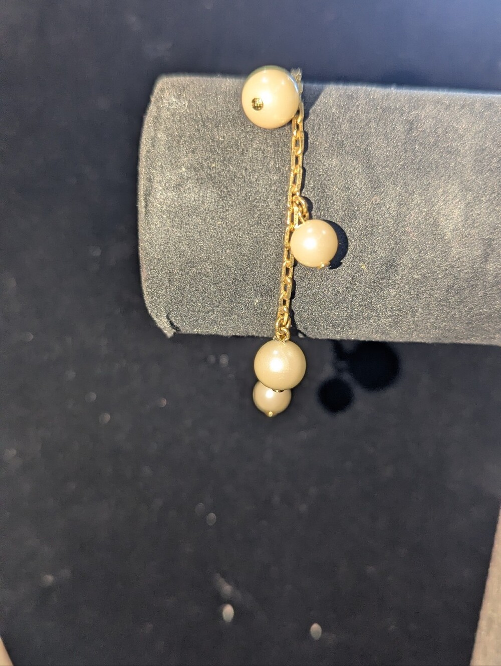 Toddler Gold Pearl Charm Bracelet and Stud Earring Set - White Faux Pearls
